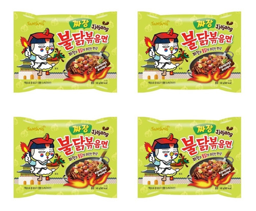 4 Paquetes Ramen Coreano Samyang Buldak Jjajang Ramyeon