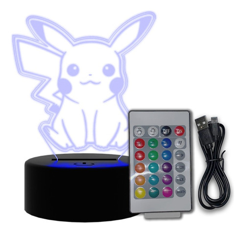 Lampara Led 3d Pikachu Pokemon | Regalo Anime