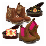 Kit Infantil Menino Menina Country Botina E Cinto Cowboy