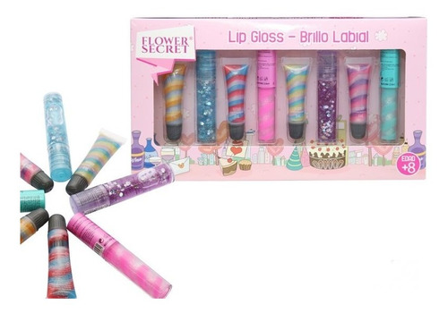 Brillo Labial Para Niñas Con Glitter Pack 8 Unidades