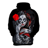 Blusa De Moletom Personalizada Caveira Mexicana Katrina Hd 2