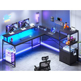 Escritorio Gamer  Con Led Y Estantes