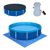 Kit Piscina Circular Estrutural 4500 L + Capa + Forro + Filt