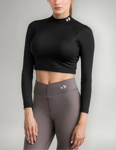 Playera Ombliguera Top Licra Mujer Manga Larga Ruso Secado