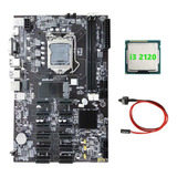 Placa Madre B75 12 Pcie Eth Mining+cpu I3 2120+cable De Conm