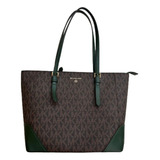 Bolsa Tote Mk Michael Kors Café Marrón Verde Original Mujer