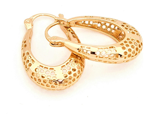 Arracadas Oval Mujer Ligeras  Aretes Oro Laminado Filigrana