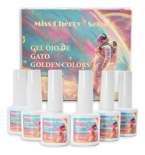 Miss Cherry Gelefecto Ojo De Gato Golden Colors Esmaltes 6pz | Envío gratis