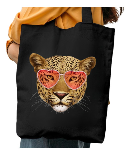 Tote Bag Negro Fabulous Leopard Estampado Bolso  Algodón 