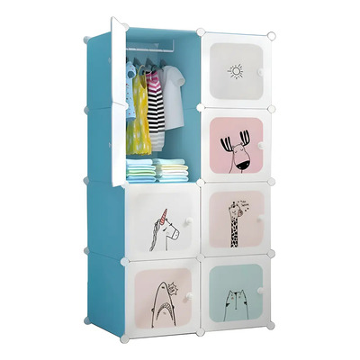 Armario Portátil Plástico Animado 8 Puertas Color Azul acero | Envío gratis