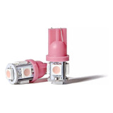 Lampara Led T10 W5w Luz Posicion 5 Led 12v Rosa X2