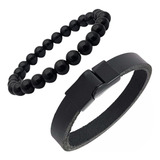 Pulseira Masculina Couro Legítimo Fecho Magnético Bolin