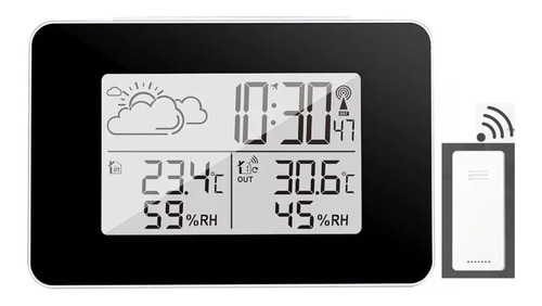 Reloj De Mesa  Despertador  Digital Genérica Estación Meteorológica  Color Negro 