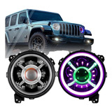 Par Faros Led Rgb Jeep Wrangler Jl 2018... Drl Ojos De Angel