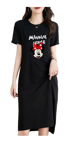 Vestido/camiseta Casual De Manga Corta Mickey Para Mujer