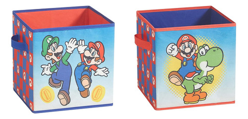 Nintendo Super Mario - 2 Cubos De Almacenamiento Plegables, 