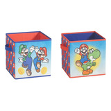 Nintendo Super Mario - 2 Cubos De Almacenamiento Plegables, 