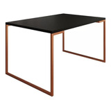 Mesa De Jantar Industrial Moderna Preto/cobre 110 Cm