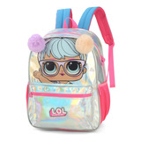 Mochila Escolar Infantil De Costas Prata Lol Cor Rosa