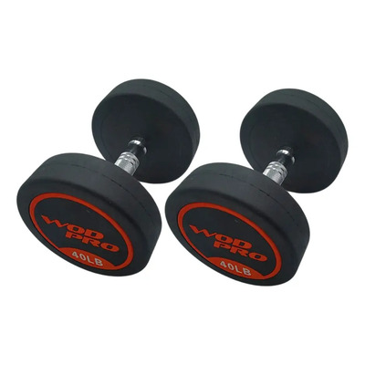 Par Mancuernas 40 Libras Pesas Redondas Wod Pro Goma Solida Color Negro | Envío gratis