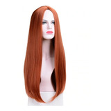 Peruca Cabelo Orgânica Ruiva Lisa Longa