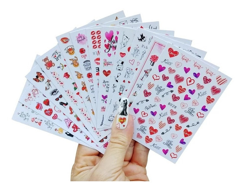 Set De 12 Stiker Para Uñas Jumbo De San Valentín