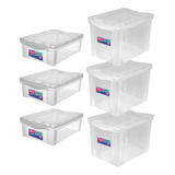 Kit Organizadores Plastico 3un 13,5l + 3un 30l Ordene Cor Transparente