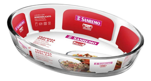 Assadeira De Vidro Travessa Borossilicato Oval 1,5l Sanremo