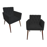 Kit 2 Poltronas Nina Captonê Suede Preto Super Promoção