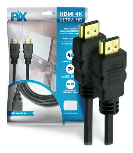 Cabo Hdmi Serie Classic 2.0 4k Hdr 19p 3 Metros 