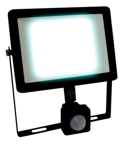 Reflector Led 50w iMac Con Sensor Movimiento Alta Potencia Exterior Carcasa Negro Luz Blanco Frío