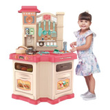 Mega Cozinha Infantil Com Musicas Vapor Luz Torneira 77cm Cor Rosa