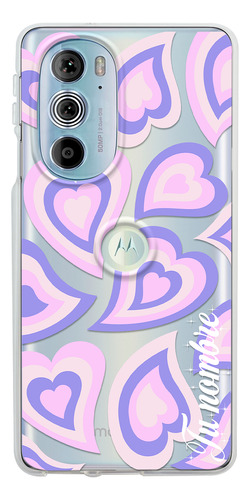 Funda Para Motorola Para Mujer Corazones Morados Con Nombre