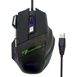 Mouse Gamer Aoas K90 Rgb Ergonómico Luz Led Color Negro