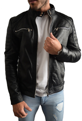 Campera Hombre Eco Cuero Slim Entallada Import Mi 01