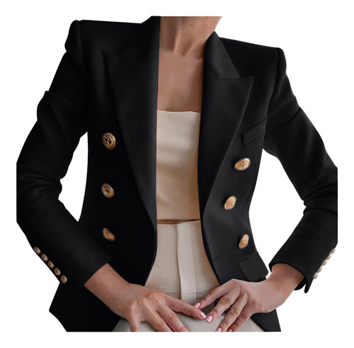 Elegante Chaqueta Con Botones Para Mujer, Oficina, Trabajo,