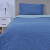 Quilt 1.5 Plazas Bicolor Celeste Azul, Oferta Pack De 3 Quil