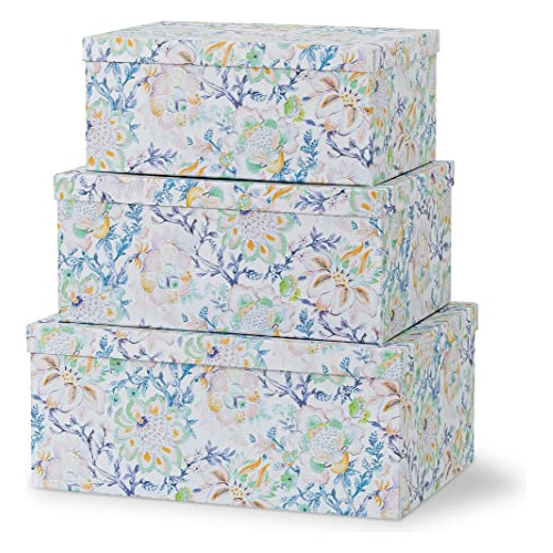 Cajas De Cartón Decorativas Tapa - Set De 3 Cajas De P...