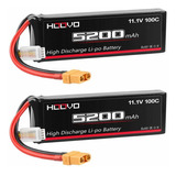 2 Baterias Lipo Hoovo 3s 11.1v 5200mah 100c Con Xt90 Conecto