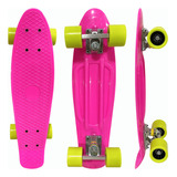 Skate Longboard Mini Cruiser Brinquedo Infantil Radical Rosa