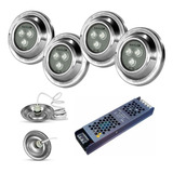 Kit Completo 4 Luces Led Blanco 10w Pileta Fibra Mahled 