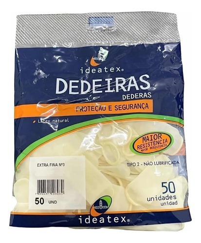 Dedeira De Látex Ideatex Nº3 Tamanho P 50 Unidades