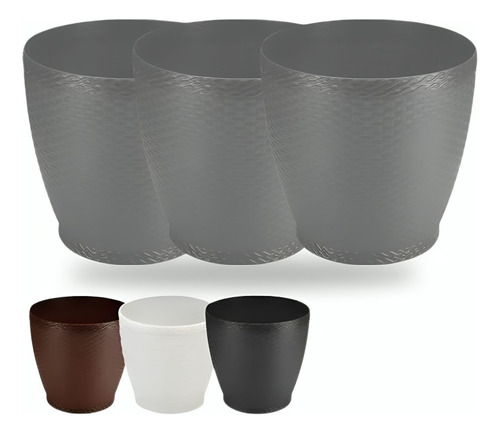 Vaso Rattan M2-kit Com 3 Unidades Cachepos Violeta Suculenta