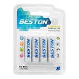 Bateria Pila Recargable Aa X 4 Beston Hr06 2100mah