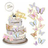 63pzs Decoración Pastel De Mariposa Letrero Feliz Cumpleaño