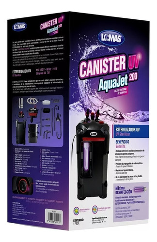 Filtro De Canister Uv Aquajet 200 Litros Para Acuarios 