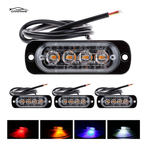 Kit 4 Strobo Automotivo 4 Leds + 16 Funções 12v/24v Tarpo