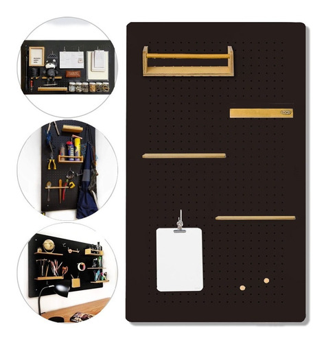 Organizador Maxi De Pared Madera Negro Accesorios 100x58,5