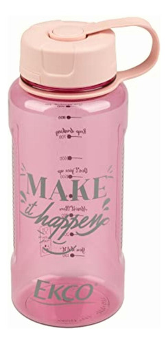 Botella Para Agua De 1 Litro Ekco Motivacional, Color Rosa