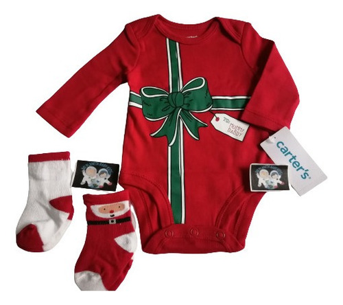 Body Mameluco Medias Carters Navidad Recién Nacido Y 3 Meses